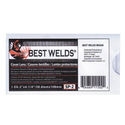 Best Welds Cover Lens, Scratch/Static Resistant, 4 1/4 in x 2 in, 100% CR-39 Plastic, SP-2