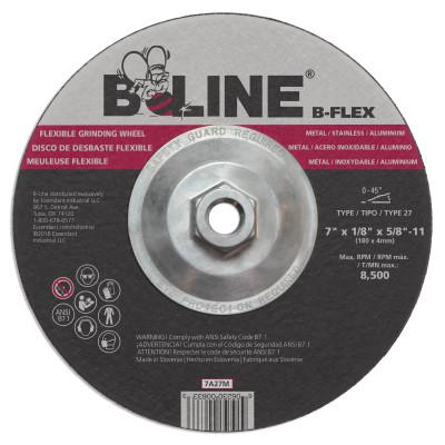 B-Line Flexible Depressed Center Wheel, 7 in dia, 1/8 in Thick, 5/8 in-11 Arbor, 46 Grit, Aluminum Oxide, 7A27M
