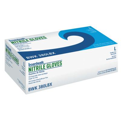 Boardwalk Disposable Nitrile Gloves, Unlined, Beaded Cuff, 3.5 Mil, Large, Blue, 380LCT