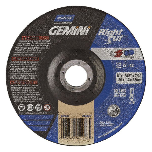 Norton GeminiRightCut  6" Depressed Center Wheel (Box of 25) - AMMC
